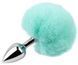 Анальна пробка з хвостом EGZO - Bunny Tail Silver Plug Turquoise, size S