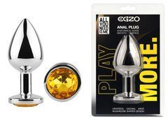 Анальна пробка з кристалом EGZO - Silver Round Plug Yellow size M