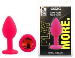 Силиконовая анальная пробка EGZO - Silicone Pink Round Plug Red, size S
