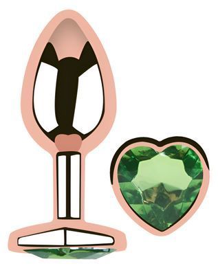 Анальна пробка з кристалом EGZO - Rose Gold Heart Plug Green size S