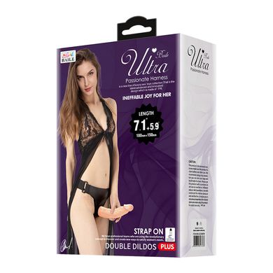 Страпон із двома насадками BAILE - DOUBLE DILDOS 7.1''+5.9'', BW-022088NR