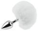 Анальна пробка з хвостом EGZO - Bunny Tail Silver Plug White, size S