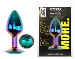 Анальная пробка с кристаллом EGZO - Multicolor Round Plug Marine size M