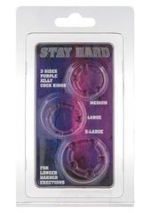 Набір з 3 шт ерекційних кілець STAY HARD-Three Rings Purple, 35500-PURPLE