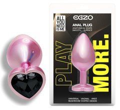 Анальная пробка с кристаллом EGZO - Pink Perl Heart Plug Black, size S