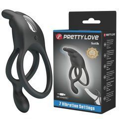 Эрекционное вибро кольцо Pretty Love - SETH Black, 7 vibration functions, BI-210335