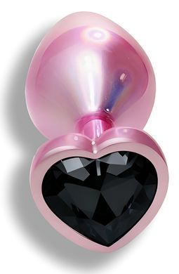 Анальна пробка з кристалом EGZO - Pink Perl Heart Plug Black, size S