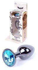 Анальний затор Boss Series - Jewellery Dark Silver PLUG Light Blue S, BS6400031