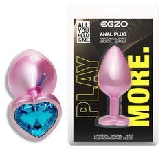Анальная пробка с кристаллом EGZO - Pink Perl Heart Plug Aqua, size S