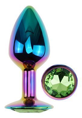 Анальна пробка з кристалом EGZO - Multicolor Round Plug Green size M