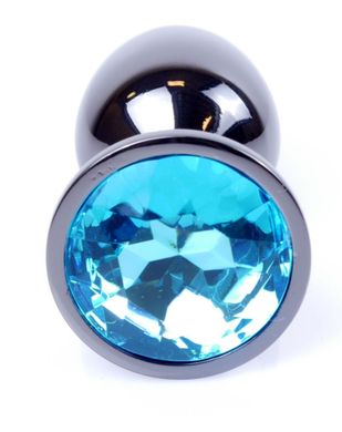 Анальная пробка Boss Series - Jewellery Dark Silver PLUG Light Blue S, BS6400031