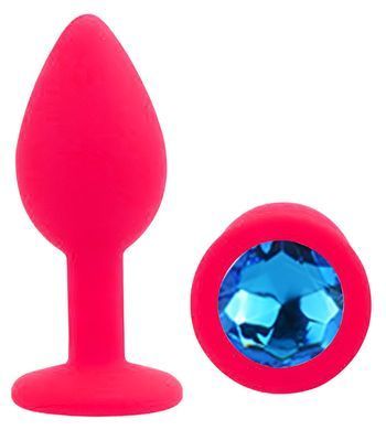 Силіконова анальна пробка EGZO - Silicone Pink Round Plug Blue, size S