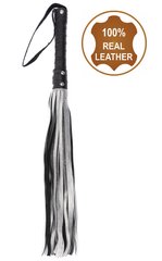 Флогер з натуральної шкіри Flirty Hard Leather - Black & Silver, BG-00036