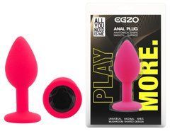Силиконовая анальная пробка EGZO - Silicone Pink Round Plug Black, size S