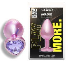 Анальная пробка с кристаллом EGZO - Pink Perl Heart Plug Amethyst, size S