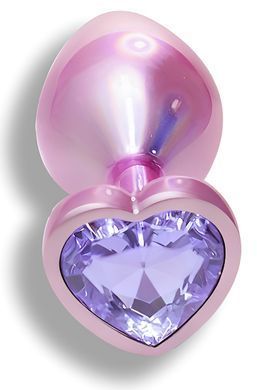Анальная пробка с кристаллом EGZO - Pink Perl Heart Plug Amethyst, size S