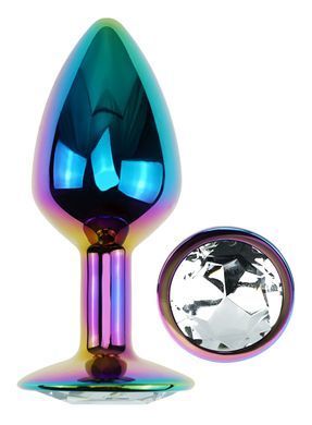 Анальная пробка с кристаллом EGZO - Multicolor Round Plug Clear size M