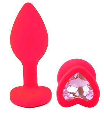 Силіконова анальна пробка EGZO - Silicone Pink Heart Plug Pink, size S