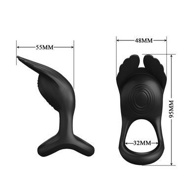Кільце ерекційне Pretty Love - Vibration Penis Ring SILAS Black, BI-210318