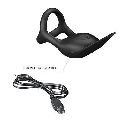 Кільце ерекційне Pretty Love - Vibration Penis Ring SILAS Black, BI-210318