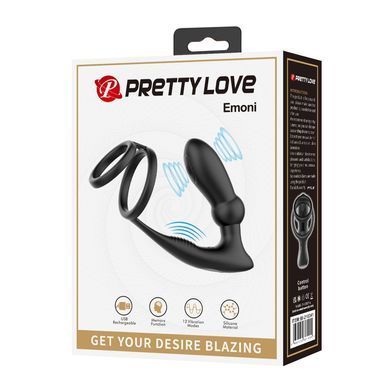 Ерекційне кільце з анальним вібро стимулятором Pretty Love - EMONI, BI-210341